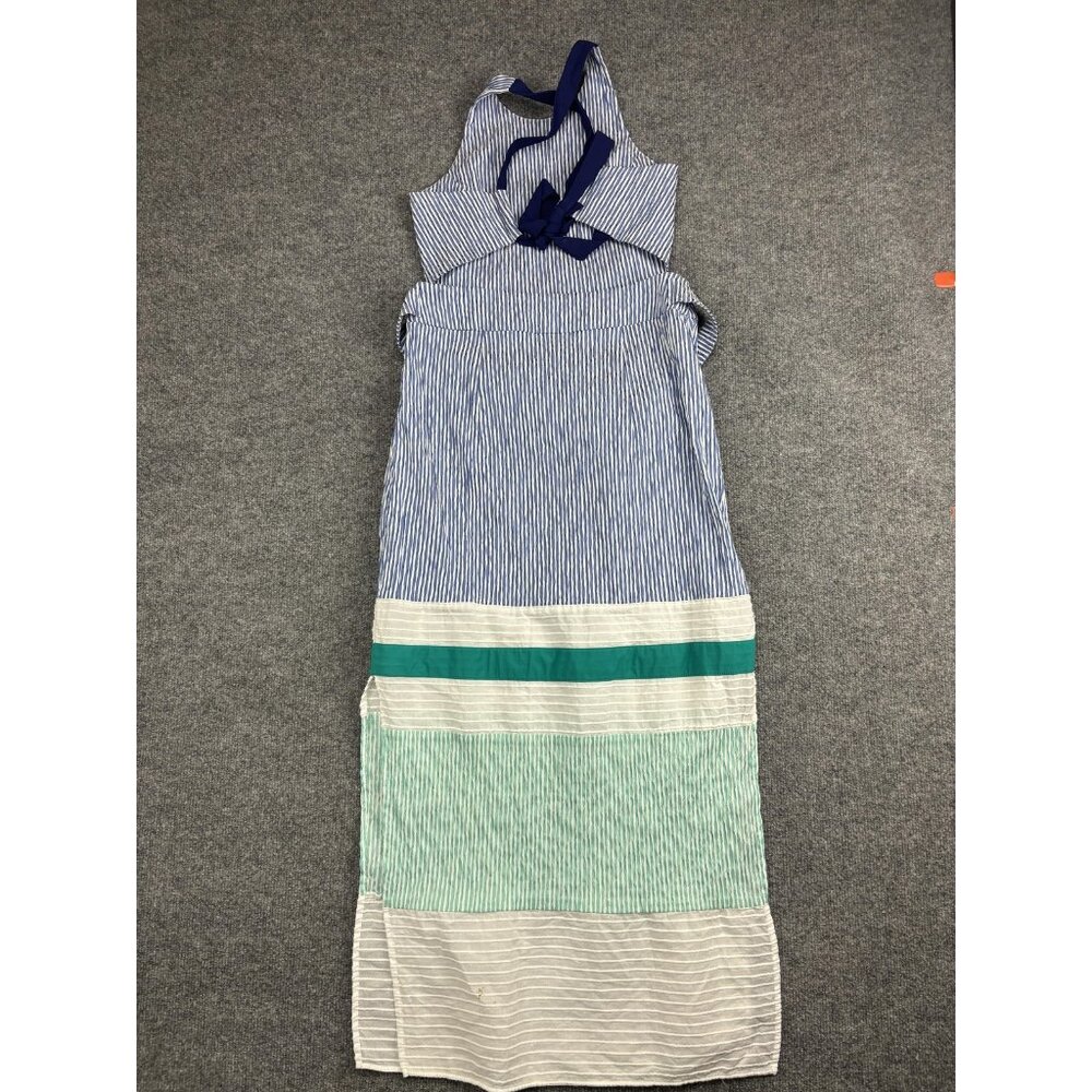 Flagpole NYC Dress Womens Medium Blue White Stripe Colorblock Kate Belted Maxi - Picture 10 of 12